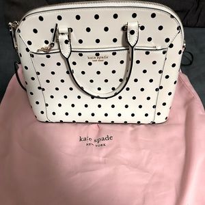 White and black polka dot Kate spade satchel